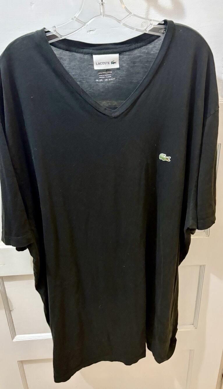 Lacoste Men's V-Neck Pima Cotton Jersey T-Shirt Black size 3XLT